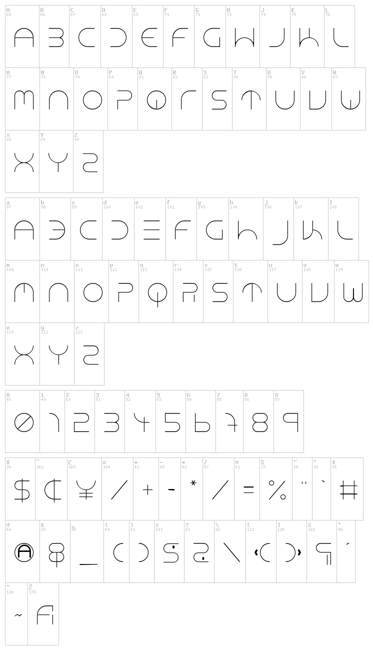 Neon Club Music font map